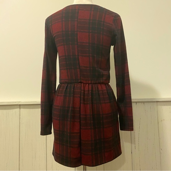 Abercrombie Kids Girls 11/12 Long Sleeve Red Black Plaid Dress - Picture 2 of 13